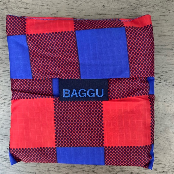 Standard Size Baggu reusable bag - Blue Red Buffalo Check - Picture 1 of 3